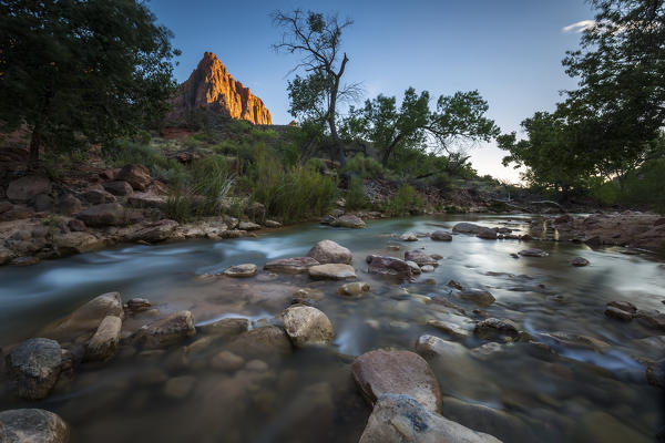 Watchman at sunset, Zion National Park, Utah, North America, USA