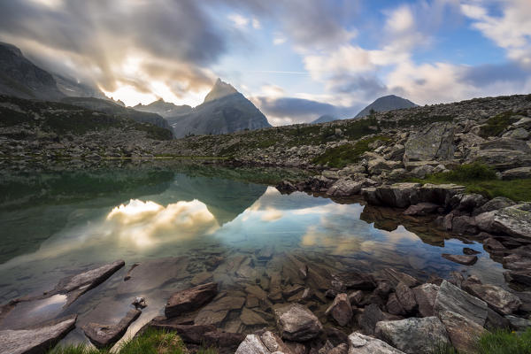 Pizzo Moro at sunrise, Parco Naturale dell'Alpe Veglia e dell'Alpe Devero, Verbano Cusio Ossola, Piemonte, Italy, Southern Europe