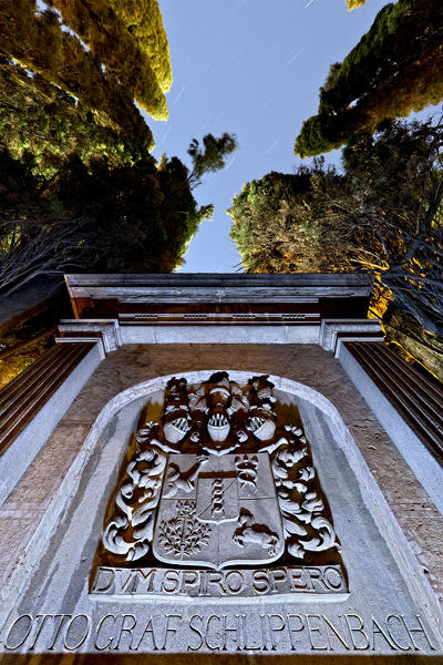 High relief of a tomb at the evangelical cemetery of Arco.  Trento province, Trentino Alto-Adige, Italy, Europe.