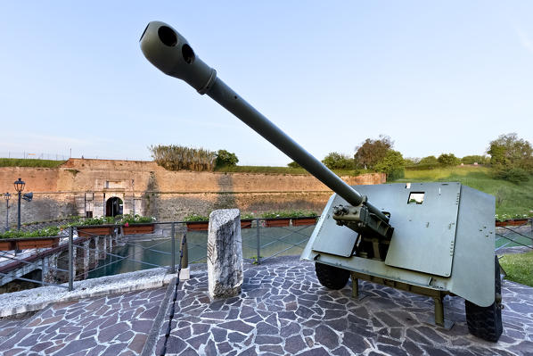 The monument to the artillerymen in Peschiera del Garda. Verona province, Veneto, Italy, Europe.