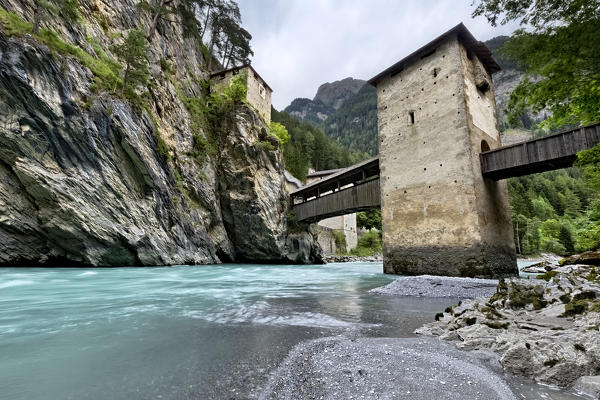 Altfinstermünz: fortress on the River Inn which served as a customs between Austria and Switzerland. Nauders, Tyrol, Austria, Europe.