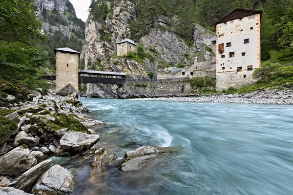 Altfinstermünz: ancient fortress on the River Inn which served as a customs between Austria and Switzerland. Nauders, Tyrol, Austria, Europe.