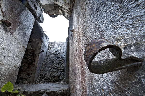 Fort Luserna, Austro-Hungarian historical site of the Great War: central observation post in the battery block. Luserna, Trentino, Italy.