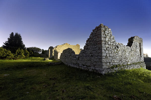 Remains of the Italian hospital of the Great War at Monte Zugna. Rovereto, Trentino, Italy.