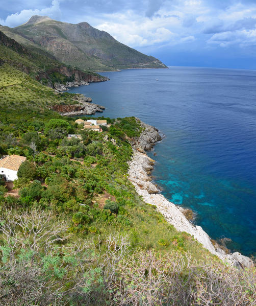 Coastal view of natural Zingaro reserve, Castellammare del Golfo and San Vito Lo Capo, Trapani province, Sicily, Italy.