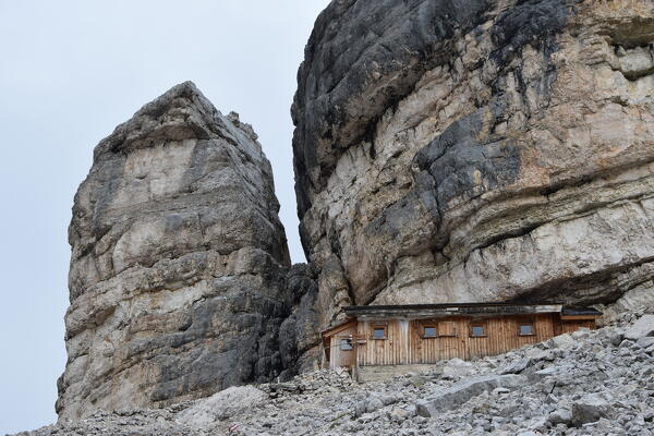 Bivacco della Pace under Monte Castello, Dolomites, Bolzano province, Trentino Alto Adige, Italy.
