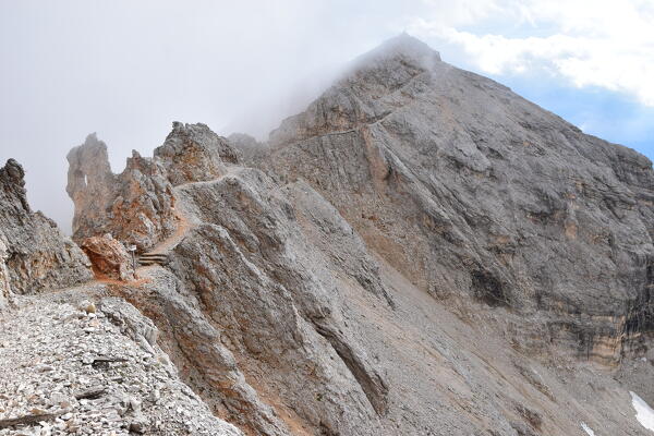 The path towards Monte Cavallo peak, Dolomites, Bolzano province, Trentino Alto Adige, Italy.