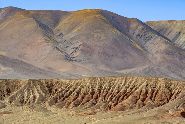 Tolar Grande, Salta province, Argentina, South America. Strange shapes and colors on the Andes mountains