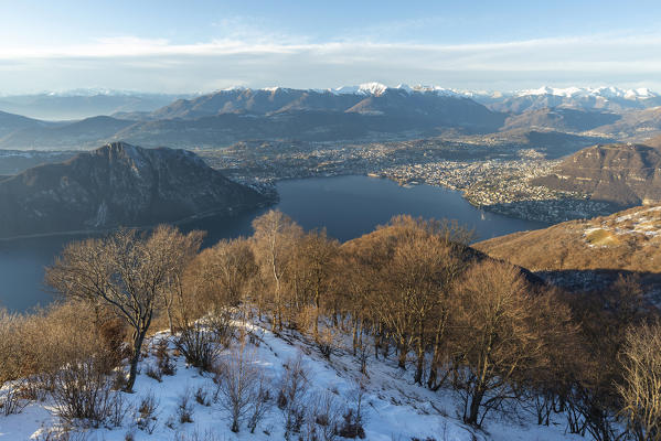 Mount Sighignola, Lanzo d'Intelvi, Como province, Lombardy, Italy, Europe. View of Lake Lugano