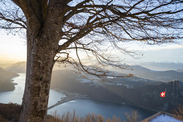 Sighignola, Lanzo d'Intelvi, Como province, Lombardy, Italy, Europe. View of Lake Lugano from the swiss border