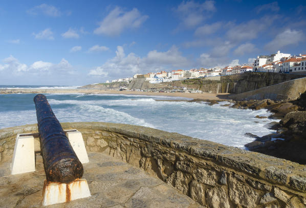 Cannon at ericeira on the atlantic ocean, Ericeria, portugal