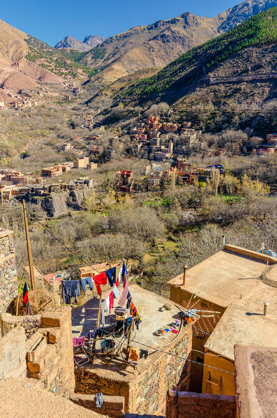 Imlil villages under the Atlas mountain, Imlil, Morocco, Africa