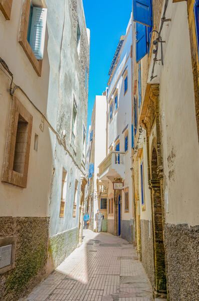 White street in Medina, Essaouira, Morocco, Africa