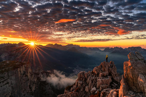 Sunrise on a wild spot of the Pale di San Lucano group, over Agordo