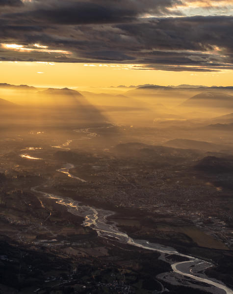 Sunset on the top of Dolada Mount, in Alpago mountain range, Italy.
