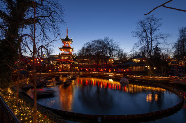 Denmark, Copenhagen, Tivoli at Christmas.