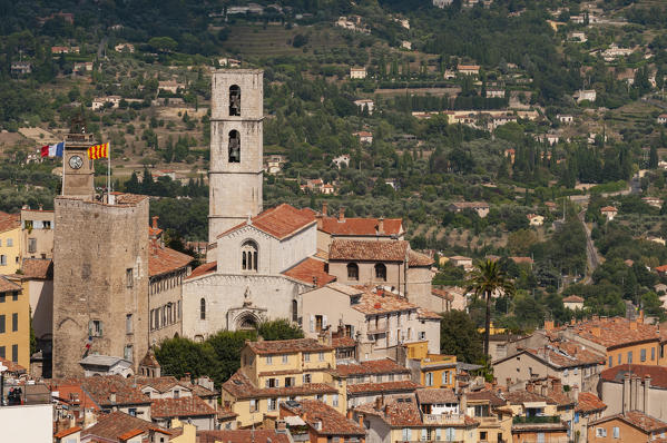 View of Grasse and Notre-Dame-du-Puy Cathedral, Provence, France.