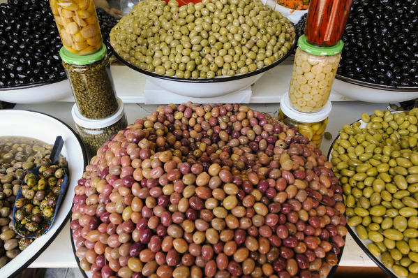 Olive stand, Medina Souk, Marrakech, Morocco.