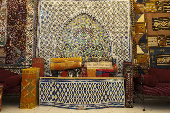 Palais Saadiens carpet shop, Medina Souk, Marrakech, Morocco.