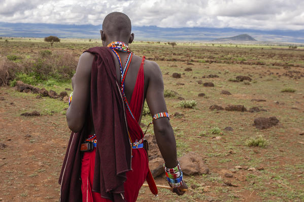 Masai man, Amboseli National Park, Kenya.