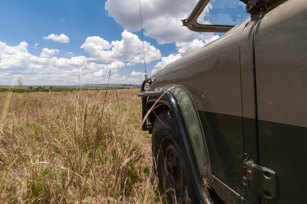 Jeep during a safari, Masai Mara National Reserve, Kenya.