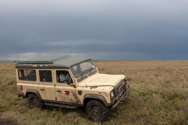 Jeep during a safari, Masai Mara National Reserve, Kenya.