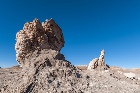 Las tres Marias formation in the Valle de la Luna (Valley of the Moon), Atacama Desert, Chile.