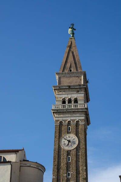 The bell tower of the chrch of Saint George, Piran, Slovenia.