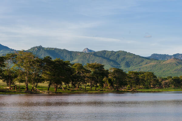An artificial lake in Tsavo Conservation Area, Tsavo, Kenya.