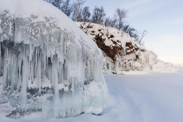 Ice formations, Tornetrask Lake, Abisko National Park, Sweden.