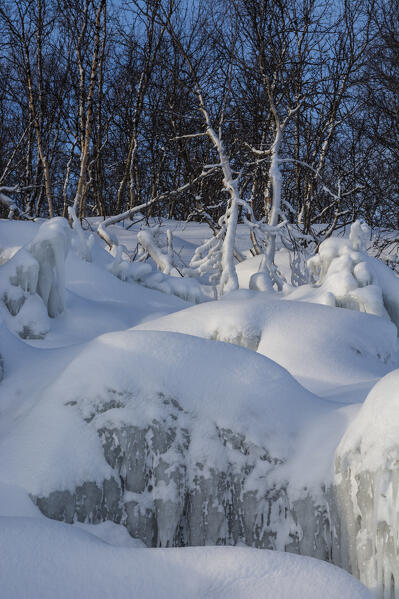 Ice formations, Tornetrask Lake, Abisko National Park, Sweden.