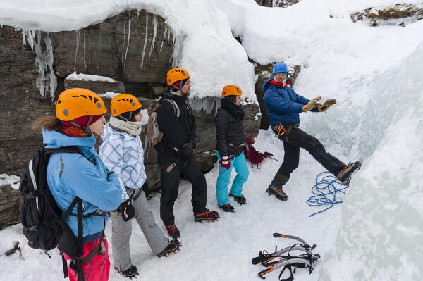 Ice climbing, Abisko National Park, Sweden.