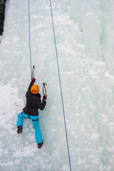 Ice climbing, Abisko National Park, Sweden.