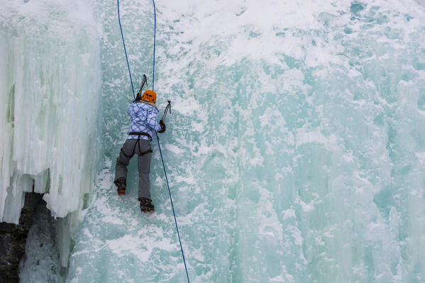 Ice climbing, Abisko National Park, Sweden.