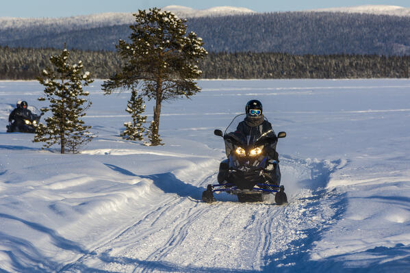 Snowmobile, Jukkasjarvi, Sweden.