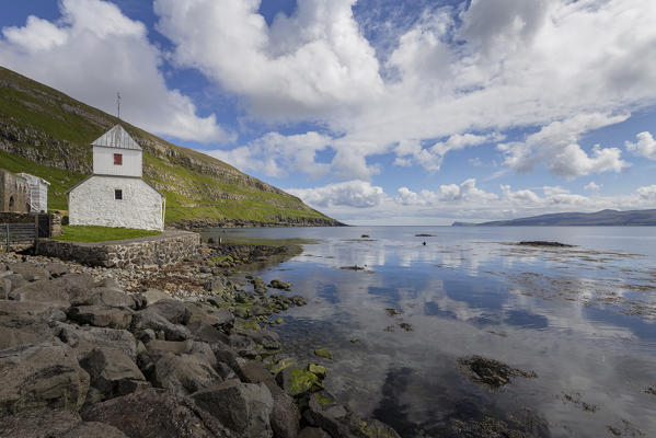 Europe, Denmark, Faroe Islands, Streymoy: reflections on the sea