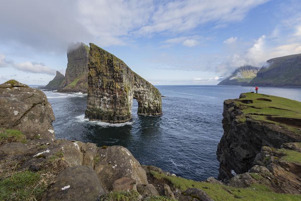 Europe, Denmark, Faroe Islands, Vagar, Drangarnir: the iconic rock arch