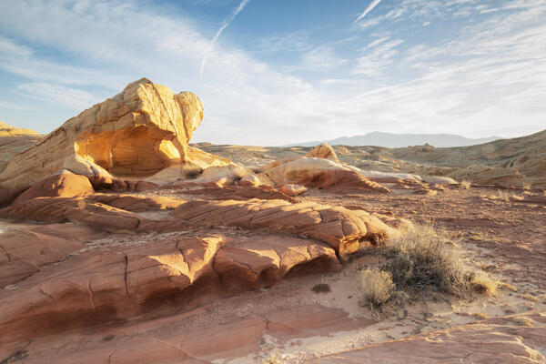 USA, Nevada, Valley of Fire State Park: a snake rock formation in the desert