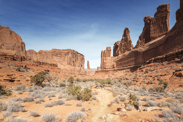 USA, Utah, Arches National Park: Park Avenue panorama