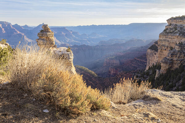 USA, Arizona, Grand Canyon National Park: sunrise light on the Duck Rock