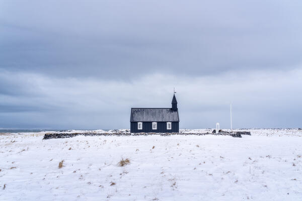 Europe, Iceland: the famous black church of Buda in the Snaefellsnes peninsula