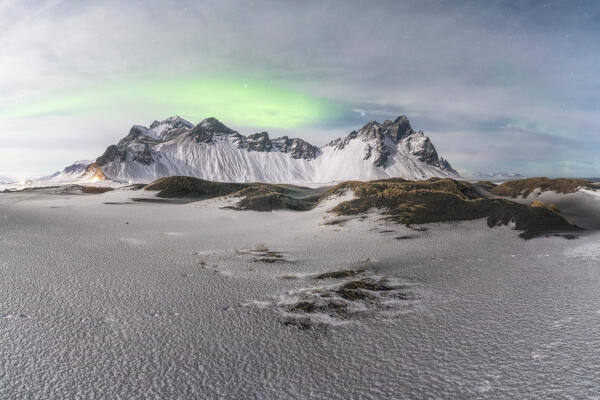 Europe, Iceland: Vestrahorn under the Northern Lights