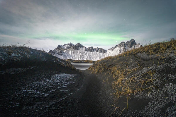 Europe, Iceland,north europe, northern europe,brown, green,white,night,