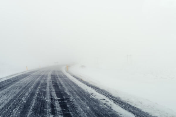 Driving on the Ring Road in the middle of a snow storm: Iceland, Europe