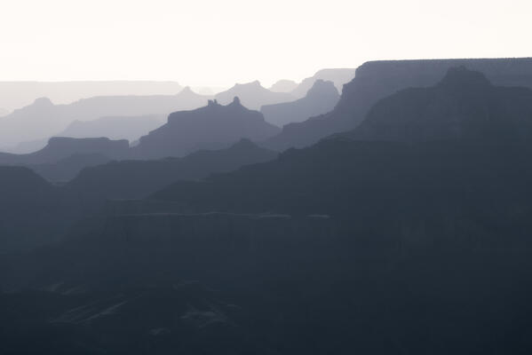 Monochromatic view of a sunset on the Grand Canyon National Park, South Rim; Arizona, United States of America