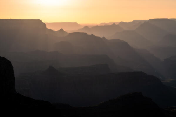Gold on His Majesty, a stunning sunset on the South Rim of the Grand Canyon National Park; Arizona, United States of America