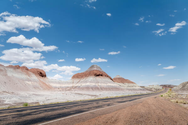 The Tepees, iconic rock formations on the scenic drive into the Petrified Forest and Painted Desert National Park; Arizona, United States of America