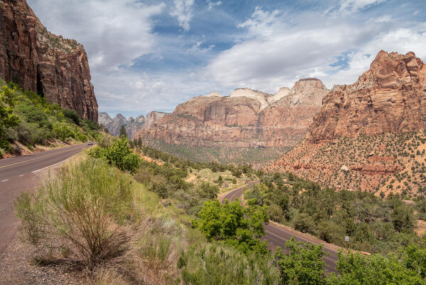 Mount Carmel Highway and its switchbacks at the east entrance of Zion National Park; Utah, United States of America