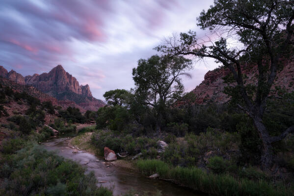 Twilight at The Watchman, an icon at Zion National Park; Utah, United States of America