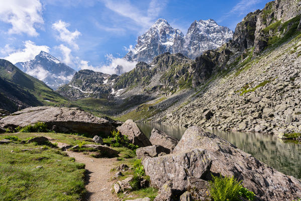 Italy, Piedmont, Pian del Re, Crissolo.
Monviso is the highest peak of Piedmont. On right side there is Visolotto peak and Viso Mozzo peak on left site.